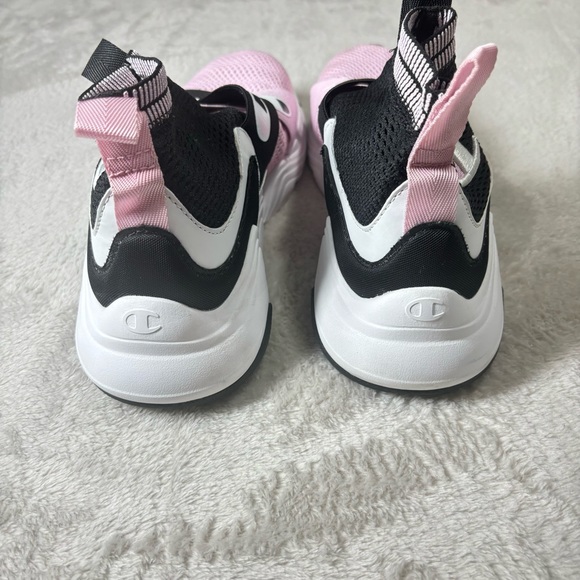 Champion Hyper C (GS) Girls Size 6.5 Y Black Pink No Tie Slip On Sneakers Mesh - Picture 4 of 8